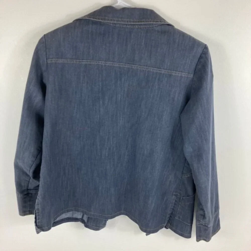 Womens‎ Vintage Highlights Chambray Jean Zip Jacket Blue M